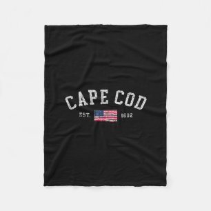 Cape Cod Machusetts Us Flag Est 1602 Vacation Souv Fleece Blanket
