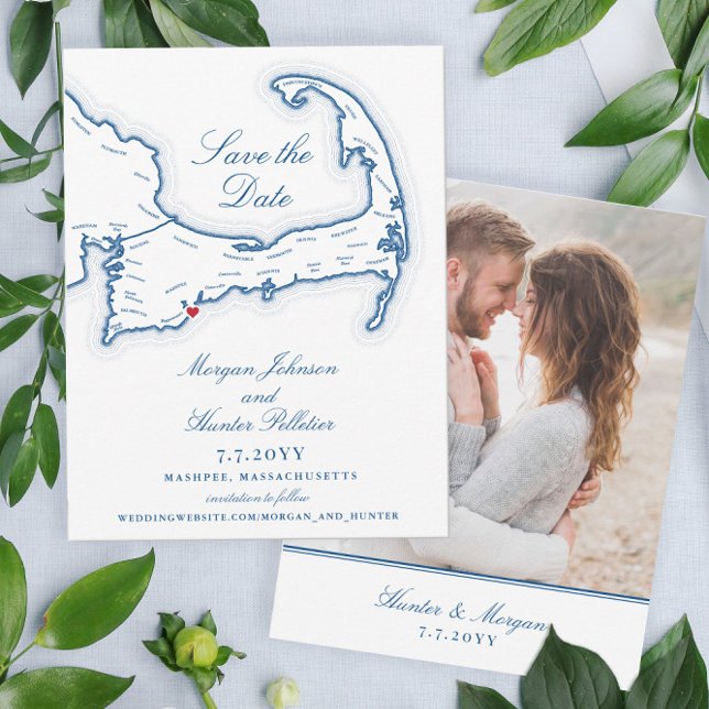 Cape Cod Map Elegant Destination Wedding Save The Date (These Elegant Cape Cod Save the Dates are perfect for your destination wedding on the Cape!)