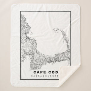 Cape Cod Map Sherpa Blanket