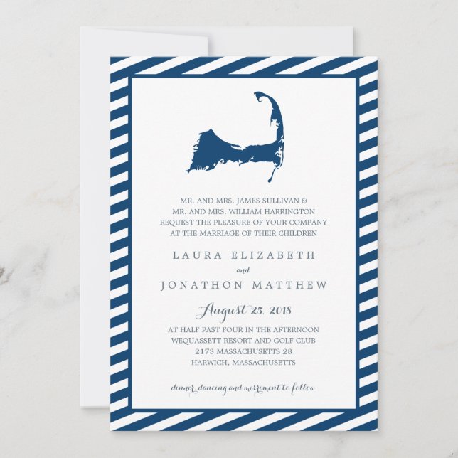 Cape Cod Map | Wedding Invitation (Front)
