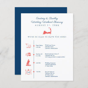 Cape Cod Map Wedding Reception Itinerary Timeline Enclosure Card