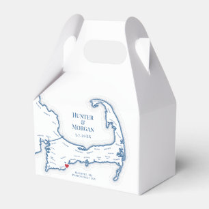 Cape Cod Mashpee Map Destination Wedding Elegant Favour Box
