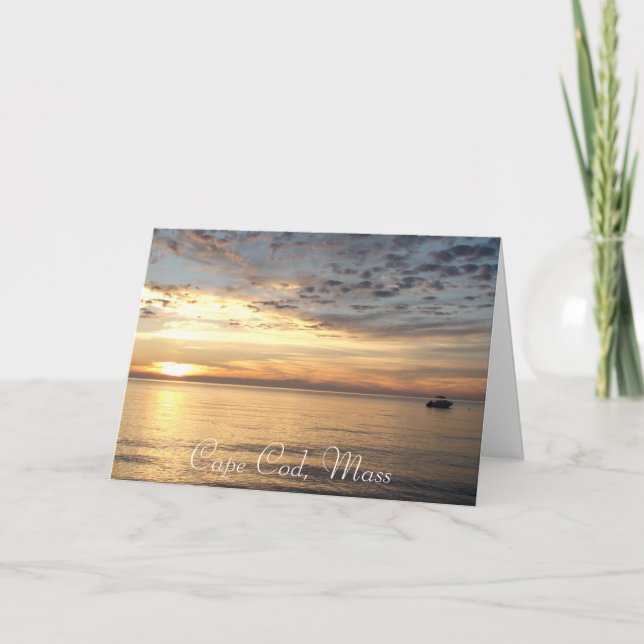 Cape Cod, Mass. Ocean Sunset "Thinking of You" Card (Front)