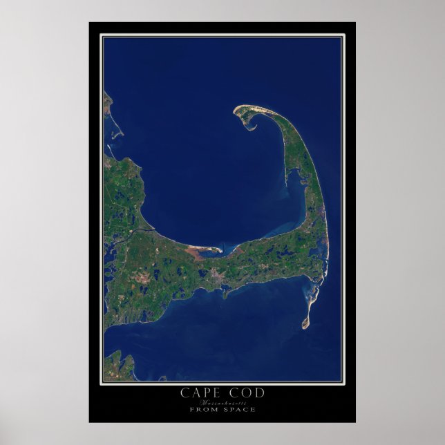 Cape Cod Massachusetts From Space Satellite Map Poster (Front)