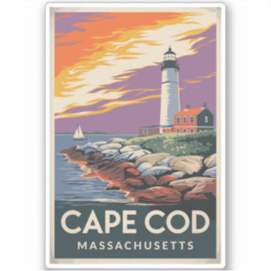 Cape Cod Massachusetts Illustration Travel Art