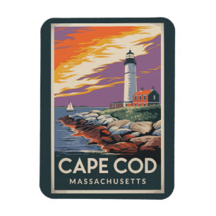 Cape Cod Massachusetts Illustration Travel Art Magnet