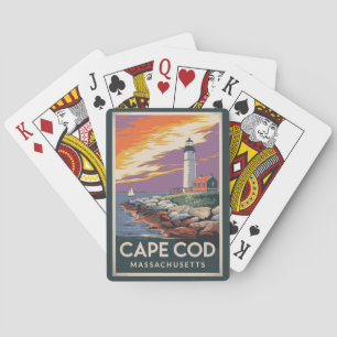 Cape Cod Massachusetts Illustration Travel Art Playing Cards