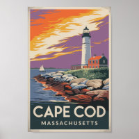 Cape Cod Massachusetts Illustration Travel Art