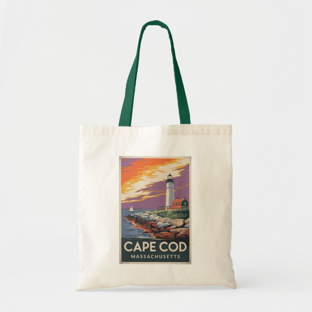 Cape Cod Massachusetts Illustration Travel Art Tote Bag (Front)