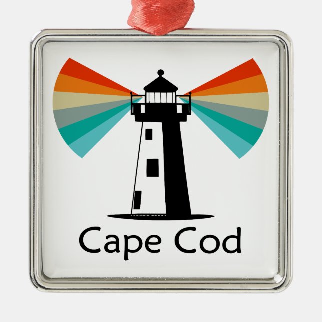 Cape Cod Massachusetts Lighthouse Rainbow Metal Tree Decoration (Front)