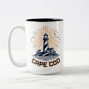 Cape Cod Massachusetts Lighthouse Sunrise Two-Tone Coffee Mug