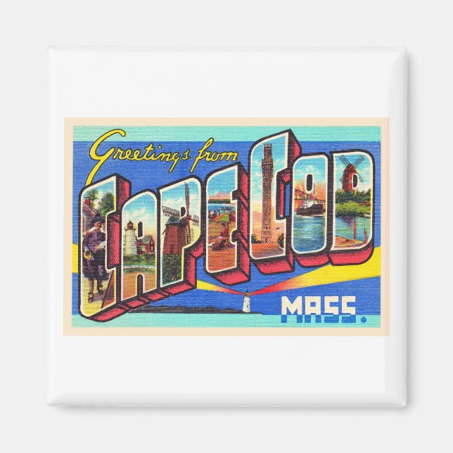 Cape Cod Massachusetts MA Large Letter Postcard Magnet (Front)