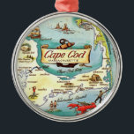 Cape Cod Massachusetts Map Metal Tree Decoration<br><div class="desc">A vintage illustrated map of Cape Cod,  Massachusetts repurposed!</div>