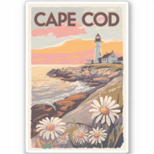 Cape Cod Massachusetts Painterly Travel Art Retro
