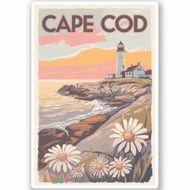 Cape Cod Massachusetts Painterly Travel Art Retro (Front)