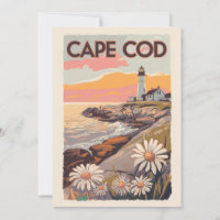 Cape Cod Massachusetts Painterly Travel Art Retro