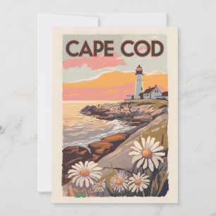 Cape Cod Massachusetts Painterly Travel Art Retro Invitation