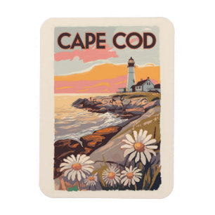 Cape Cod Massachusetts Painterly Travel Art Retro Magnet