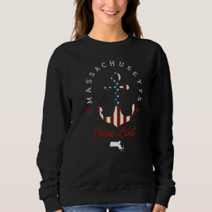 Cape Cod Massachusetts State Map Anchor American F Sweatshirt