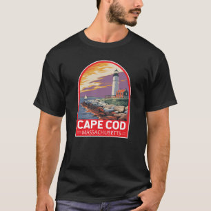Cape Cod Massachusetts Travel Art Emblem T-Shirt