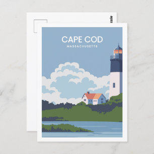 Cape Cod Massachusetts Travel Place Illustration Postcard
