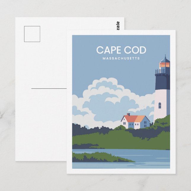 Cape Cod Massachusetts Travel Place Illustration Postcard (Front/Back)