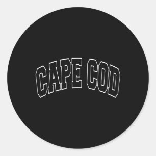 Cape Cod Massachusetts Varsity Style Black Text Classic Round Sticker