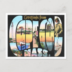 Cape Cod, Massachusetts Vintage Big Letters Postcard