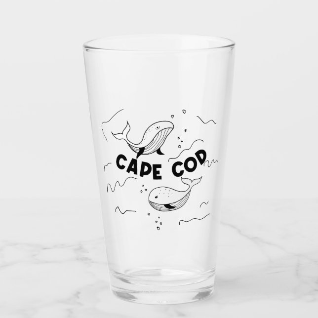Cape Cod Massachusetts Whales Glass (Front)