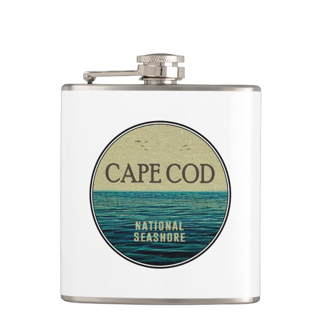 Cape Cod National Seashore Ocean Birds Hip Flask (Front)