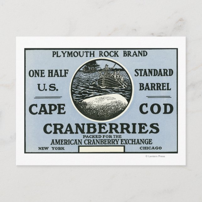 Cape Cod Plymouth Rock Brand Cranberry Label Postcard (Front)