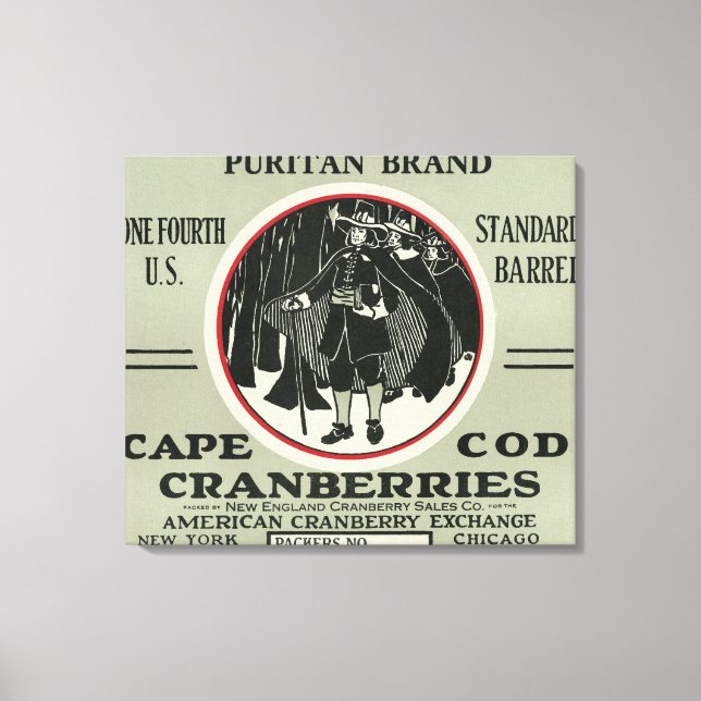 Cape Cod Puritan Brand Cranberry Label Canvas Print (Front)