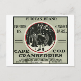 Cape Cod Puritan Brand Cranberry Label Postcard