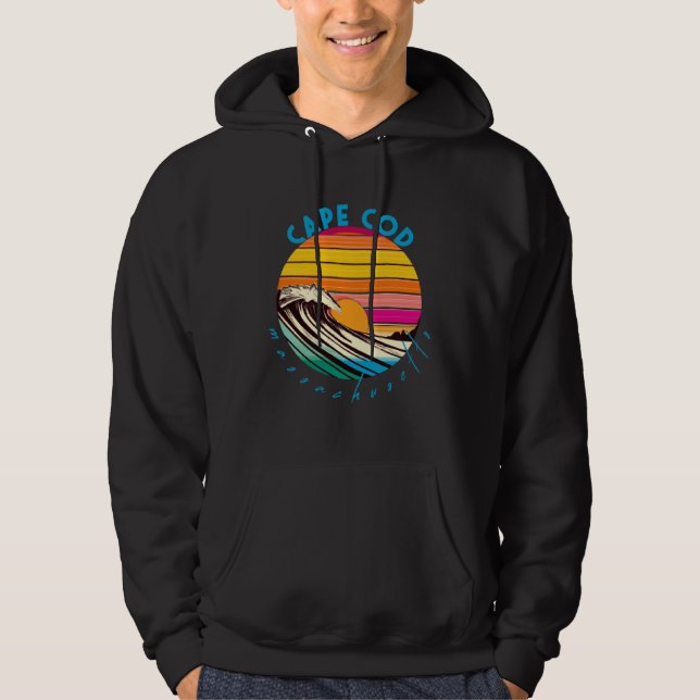 Cape Cod Retro 1980s Style Massachusetts Beach Hoodie (Front)