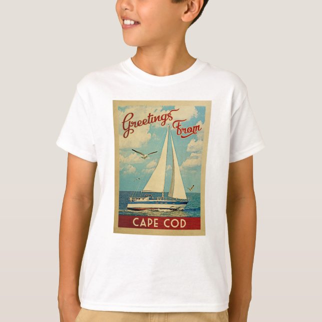 Cape Cod Sailboat Vintage Travel Massachusetts T-Shirt (Front)