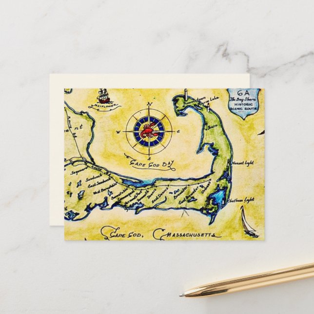 Cape Cod Scenic Route Postcard (Front/Back In Situ)