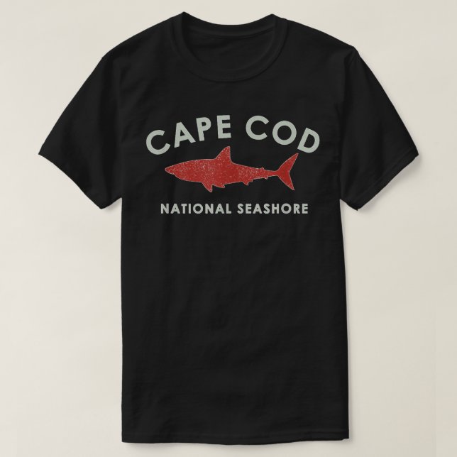 Cape Cod Shark Graphic National Seashore Retro Sty T-Shirt (Design Front)