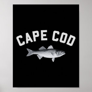 Cape Cod Striper Striped B Fun Fishing Design  Poster