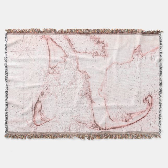 Cape Cod - Vintage Survey Map Throw Blanket (Front)