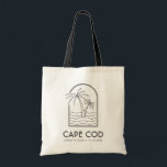 Cape Cod Wedding Weekend Destination Tote Bag<br><div class="desc">Welcome your Cape Cod wedding guests with these custom wedding welcome bags! Embrace the sunny spirit with this classic tote featuring a palm tree and ocean line sketch design. Customise it with the name and location of your wedding. Give your guests a stylish gift to be used long after the...</div>