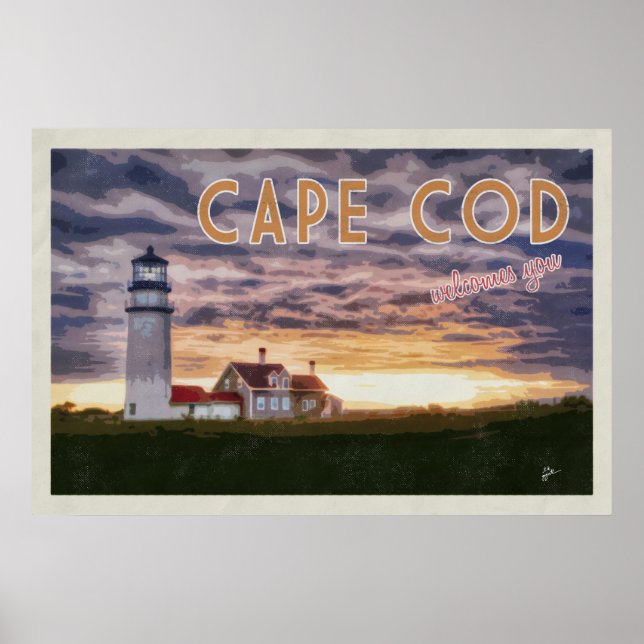 Cape Cod Welcomes You Vintage Travel Poster (Front)