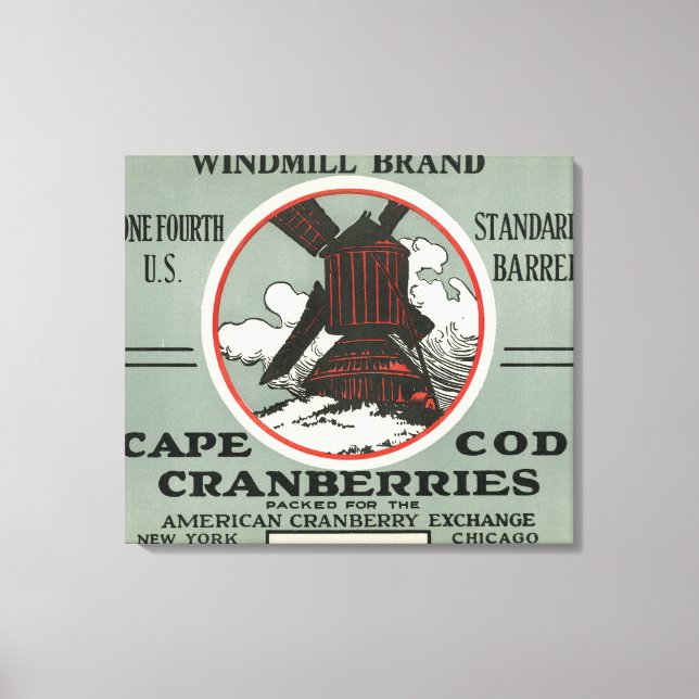 Cape Cod Windmill Brand Cranberry Label Canvas Print (Front)