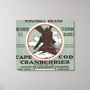 Cape Cod Windmill Brand Cranberry Label Canvas Print