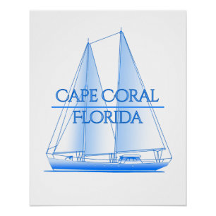 Cape Coral Coastal Nautical Sailing Sailor Poster