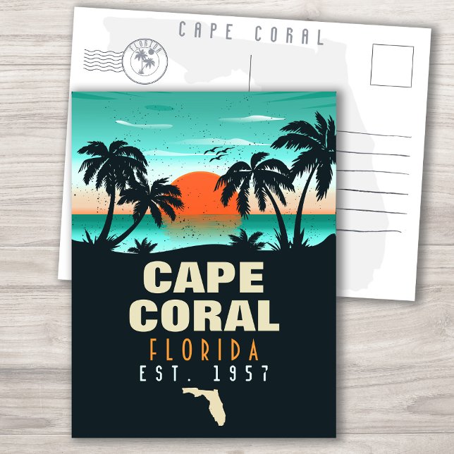 Cape Coral Florida Beach Retro Sunset Souvenirs Postcard (Creator Uploaded)