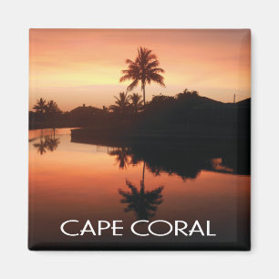 Cape Coral Florida Canal Sunset Magnet