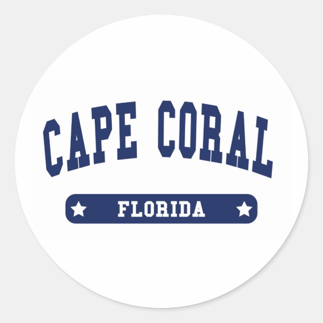 Cape Coral Florida College Style t shirts Classic Round Sticker (Front)