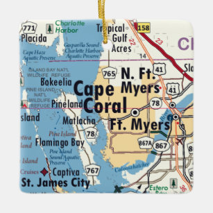 Cape Coral Florida Map Ceramic Ornament