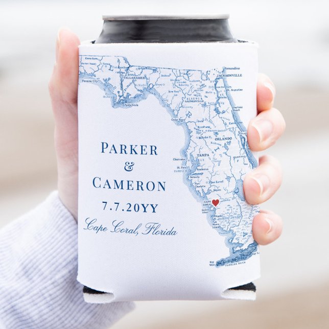 Cape Coral Florida Map Elegant Wedding Favour Can Cooler (This Cape Coral Can Coozie is the perfect Florida wedding keepsake )
