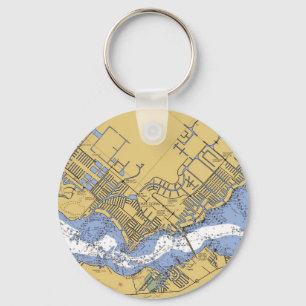 Cape Coral, Florida Nautical Harbor chart Keychain
